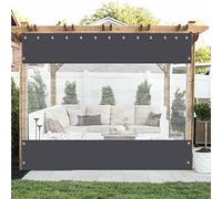 Panneaux latéraux de pergola imperméables d'extérieur personnalisables en plastique gris transparent pour terrasse, résistant aux intempéries, avec œillets, 3 x 2,60 m, idéal pour toutes les saisons