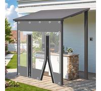 Panneaux latéraux imperméables en PVC pour pergola et tonnelle, rideaux en PVC résistant aux intempéries avec porte à fermeture éclair, 2,8 m x 2 m, cloison grise transparente