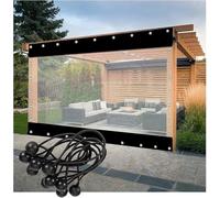 Panneaux latéraux imperméables pour pergola - 0,5 mm - Avec œillets - Transparents et noirs - 2,50 x 2,50 m - Idéal pour le jardin, l'intimité et la protection solaire