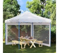 Panneaux Latéraux pour Tente de Réception, 2 Pièces en Maille Protection Anti-Moustiques, avec Attaches Velcro, pour Tente de Camping, Abri de Jardin, Tonnelle, Blanc et Noir, 300 x 195 cm