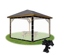 Panneaux latéraux transparents pour pergolas d'extérieur personnalisables, imperméables et résistants à la poussière avec œillets et tendeurs pour tonnelle, terrasse et pergola (4 x 3,5 m)