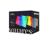 Twinkly Squares Starter Kit, Kit de Panneaux LED RGB, Inclus 1 Panneau Principal et 5 Panneaux d'Extension, Compatible HomeKit, Alexa et Google Home, Lumières Gaming et Streaming, 16M+ de Couleurs