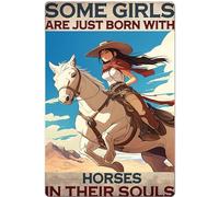 Panneaux métalliques de cow-girl, cadeau pour les amateurs de cow-girl, certaines filles chevaux viennent de naître avec dans leur âme, garage, magasin, homme, cave, bar, décoration murale de la maiso