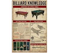 Panneaux métalliques en étain pour connaissance du billard, affiches infographiques vintage avec boule de queue de billard, collection d'amoureux de la piscine, plaque de club, bar, café, décoration m