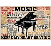 Panneaux métalliques rétro en étain pour piano noir, affiches de collection d'amateurs de musique, décoration murale, plaques en aluminium Vintage pour la maison, la salle de classe de musique, 8x12 p