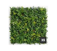 Panneaux mur végétal - SYNTHAIETIK - Vegetal Chic - 5 panneaux (5 m²) - 100x100 cm - vert/blanc/jaune
