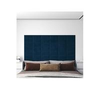 Panneaux muraux 12 pcs Bleu 30x15 cm Velours 0,54 m² 343778