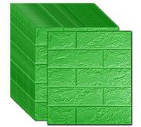 Panneaux Muraux 3d, 3d Wall 60pcs auto adhésif wallpaper wall décorcepel et bâton 3D panneau salon chambre à coucher DIY Stickers en brique de mousse imperméable(Green)