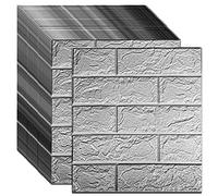 Panneaux Muraux 3d, 3d Wall 60pcs auto adhésif wallpaper wall décorcepel et bâton 3D panneau salon chambre à coucher DIY Stickers en brique de mousse imperméable(Dark Grey)
