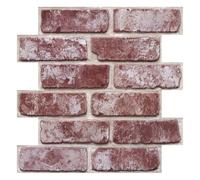 Panneaux muraux 3D autocollants, imitation brique 3D de haute qualité, lot de 10, papier peint autocollant aspect pierre, panneaux muraux 3D en PVC pour décoration intérieure 30 x 30 cm, Rouge Clair-2