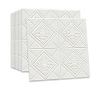 Panneaux Muraux 3D Autocollants Imperméables Et Résistants Aux Chocs Dissimulent Les Imperfections Des Murs Décoratifs Panneau Mural en Plastique Carré Lot de 10, 27.6"x27.6" pour Surfaces Murales