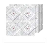 Panneaux Muraux 3D Autocollants Imperméables Et Résistants Aux Chocs Dissimulent Les Imperfections Des Murs Décoratifs Panneau Mural en Plastique Carré Lot de 10, 27.6"x27.6" pour Surfaces Murales