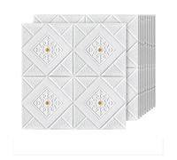 Panneaux Muraux 3D Autocollants Imperméables Et Résistants Aux Chocs Dissimulent Les Imperfections Des Murs Décoratifs Panneau Mural en Plastique Carré Lot de 10, 27.6"x27.6" pour Surfaces Murales