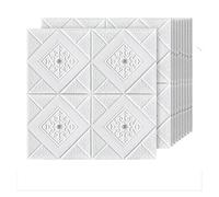 Panneaux Muraux 3D Autocollants Imperméables Et Résistants Aux Chocs Dissimulent Les Imperfections Des Murs Décoratifs Panneau Mural en Plastique Carré Lot de 10, 27.6"x27.6" pour Surfaces Murales