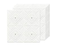 Panneaux Muraux 3D Autocollants Imperméables Et Résistants Aux Chocs Dissimulent Les Imperfections Des Murs Décoratifs Panneau Mural en Plastique Carré Lot de 10, 27.6"x27.6" pour Surfaces Murales