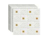 Panneaux Muraux 3D Autocollants Imperméables Et Résistants Aux Chocs Dissimulent Les Imperfections Des Murs Décoratifs Panneau Mural en Plastique Carré Lot de 10, 27.6"x27.6" pour Surfaces Murales