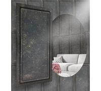 Panneaux muraux 3D en polystyrène XPS - Béton noir et doré - Revêtement mural et de plafond classique, aspect cadre, béton - 100 x 50 cm