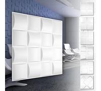 Panneaux muraux 3D en PVC - Revêtement mural blanc avec optique 3D - Motifs Cube (0.25QM paquet économique HD008 50x50cm) Fond chambre à coucher