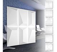 Panneaux muraux 3D en PVC - Revêtement mural blanc avec optique 3D - Motifs Cube (2QM paquet économique HD090 50x50cm) Chambre d'enfant mur qualité