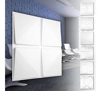 Panneaux muraux 3D en PVC - Revêtement mural blanc avec optique 3D - Motifs Cube (2QM paquet économique HD032 50x50cm) Qualité Décor moderne