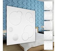Panneaux muraux 3D en PVC - revêtement mural blanc avec optique 3D - motifs en forme de cercle (5QM paquet économique HD108 50x50cm) Peindre des lambris modernes