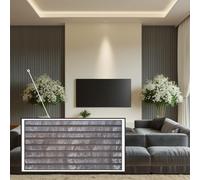 Panneaux Muraux 3D PVC | Effet Lattes, Lattes Granit Gris - 10 Panneaux - 5 m² | Pour Salon, Cuisine & Salle de Bain | Installation DIY Facile