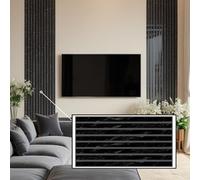 Panneaux Muraux 3D PVC | Effet Lattes, Lattes Granit Noir - 20 Panneaux - 10 m² | Pour Salon, Cuisine & Salle de Bain | Installation DIY Facile