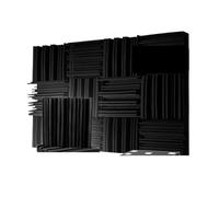 Panneaux Muraux Acoustiques 12 Pack Noise Absorption Foam Wall Panel Soundproof Studio Recording Drum Room Sound Isolation Treatment Padding(Black,30x30x5cm,High Density)