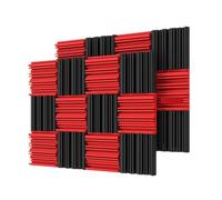 Panneaux Muraux Acoustiques 24Pcs Studio Acoustic Foam Sound Absorbing Noise Insulation Proofing Treatment Panels 2" x 10"(12Black12Red)