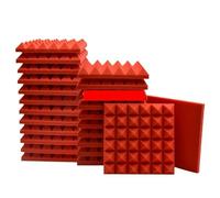 Panneaux Muraux Acoustiques Lot de 6, 12 ou 24 panneaux mousse insonorisants for studio et karaoké, traitement mural antibruit avec coussinets en éponge(Red,6 Pcs With Tapes)