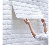 Panneaux Muraux Auto-adhésifs 70x77cm, Panneau De Mousse De Papier Peint En Brique Blanc Décoratif Amovible Insonorisation Panneau Mural En Carrelage Pour Salon Chambre Cuisine Bureau À Domicile