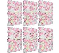 Panneaux muraux de fleurs artificielles, set de 6, 60x40cm, soie et plastique, véritable pivoine rose dahlia hortensia, rose