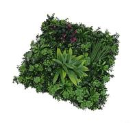 Panneaux muraux de fleurs de jardin d'intérieur et d'extérieur en matériau résistant aux UV, décoration murale de verdure artificielle réaliste avec feuillage dense, 50 x 50 cm (A)