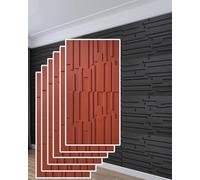 Panneaux Muraux Décoratifs 3D, 2 4 Panneaux Muraux À Lattes De 6 Paquets For Revêtement Mural De Cuisine Intérieure, Revêtement Acoustique Découpable 1,2 Cm(Red,6pcs)