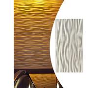 Panneaux muraux décoratifs intérieurs texturés 3D à Motif Vague, Panneaux de revêtement Mural pour Fond de télévision dans Une Chambre d'appartement, Panneaux muraux à Texture Ciment (Beige,