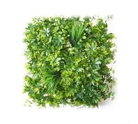 Panneaux muraux d'intérieur et d'extérieur en matériau résistant aux UV, décoration murale de verdure artificielle réaliste avec feuillage dense, 50 x 50 cm (D)