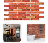 Panneaux muraux en plastique PVC 3D - Briques rouges (16 pièces/7,68 m2)