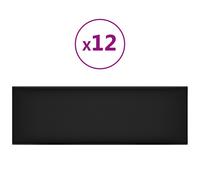 Panneaux Muraux Lot 12 Similicuir Noir 90x30 Cm 3,24 M²