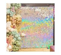 Panneaux Muraux Lumineux Toile de Fond Murale Scintillante, Toile carrée à Paillettes 18 et 36 Panneaux, Toiles Photo for Anniversaire, Mariage, Remise diplôme(Rainbow-Silver,36pcs)