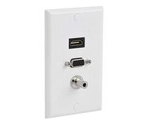 Panneaux muraux multimédia Multiprise, Prise HDMI VGA DC 3,5 mm Composite, Adaptateur Audio-vidéo AV 3 en 1 connecteur de Prise de convertisseur de connecteur de Prise