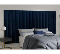 Panneaux muraux tête de lit - 220 cm - Velours - Bleu - GONDA de