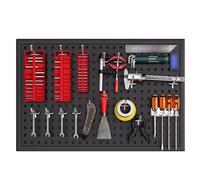 Panneaux perforés en métal noir - Organiseur mural polyvalent pour la maison, le bureau, le garage et la salle de bricolage - Étagères de rangement et de présentation d'outils de 60 cm, idéa