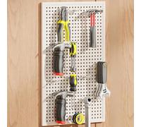 Panneaux perforés en métal pour garage et maison - Rangement d'outils - 60 x 100 cm - Avec 10 crochets - Organisateur polyvalent pour bureau, artisanat, cuisine, établi - Blanc
