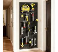 Panneaux perforés métalliques, panneaux de rangement d'outils muraux, panneau perforé de rangement d'outils robuste avec crochets, organisateur mural pour garage, établi(Black,40 * 60cm)