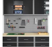Panneaux perforés Pack de 3 avec 15 accessoires gris 50x60 cm acier