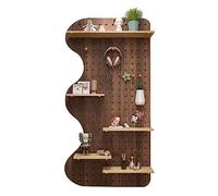 Panneaux perforés, Panneaux muraux perforés, avec Crochets circulaires et stratifié en Bois Massif pour Garage, Atelier, Bureau, Cuisine, Salle de Bain et Salle d'étude (Couleur : Marron, ta