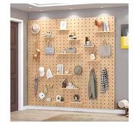 Panneaux perforés, Panneaux muraux perforés, Panneau perforé en Bois de 12 mm d'épaisseur, Panneau Mural perforé pour Rangement d'outils de Garage (Beige, 60 x 80 cm)