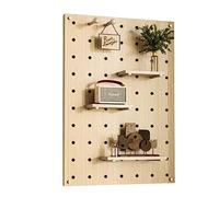 Panneaux perforés, Panneaux perforés métalliques, kit de Panneaux perforés muraux avec 10 Crochets pour Atelier, Bureau, Garage (Couleur : Naturel, Taille : 56 x 80 cm)