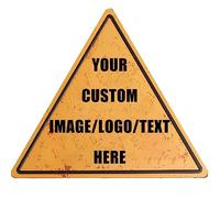 Panneaux personnalisés design avec votre propre image/logo/texte - Style vintage - Pour mur ou extérieur - Décoration d'intérieur - Cadeau d'affaires - Triangulaire 35,1 x 30,5 cm