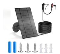Panneaux photovoltaïques compatibles pour caméras de sécurité extérieures mettant en évidence 4000 mAh batterie rechargeable intégrée et câble de 4 mètres avec indice d'étanchéité IP65, mesure de